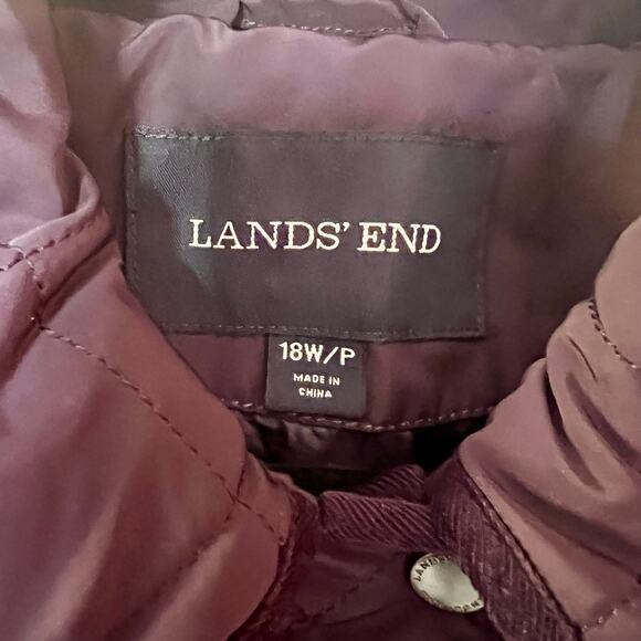 Lands End Quilted Barn Coat Eggplant SZ 18 - Picture 3 of 9